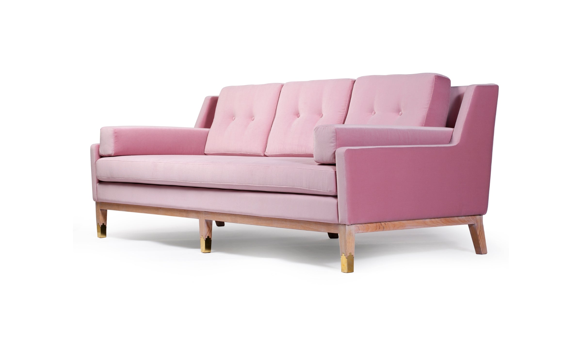 Mr. Jones - Sofa in exceptional pink fabric and limed oak