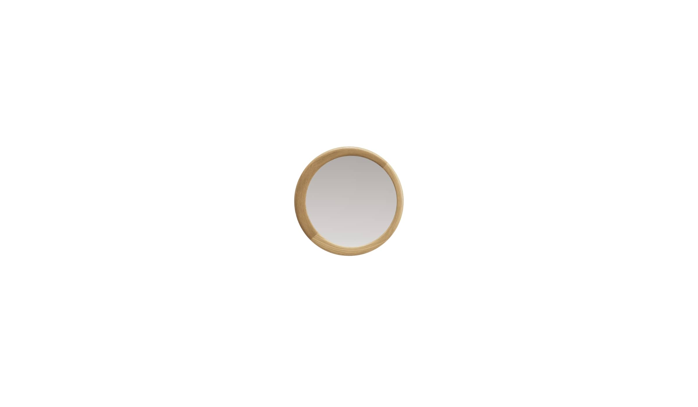 Petit miroir rond Luna S, en chêne