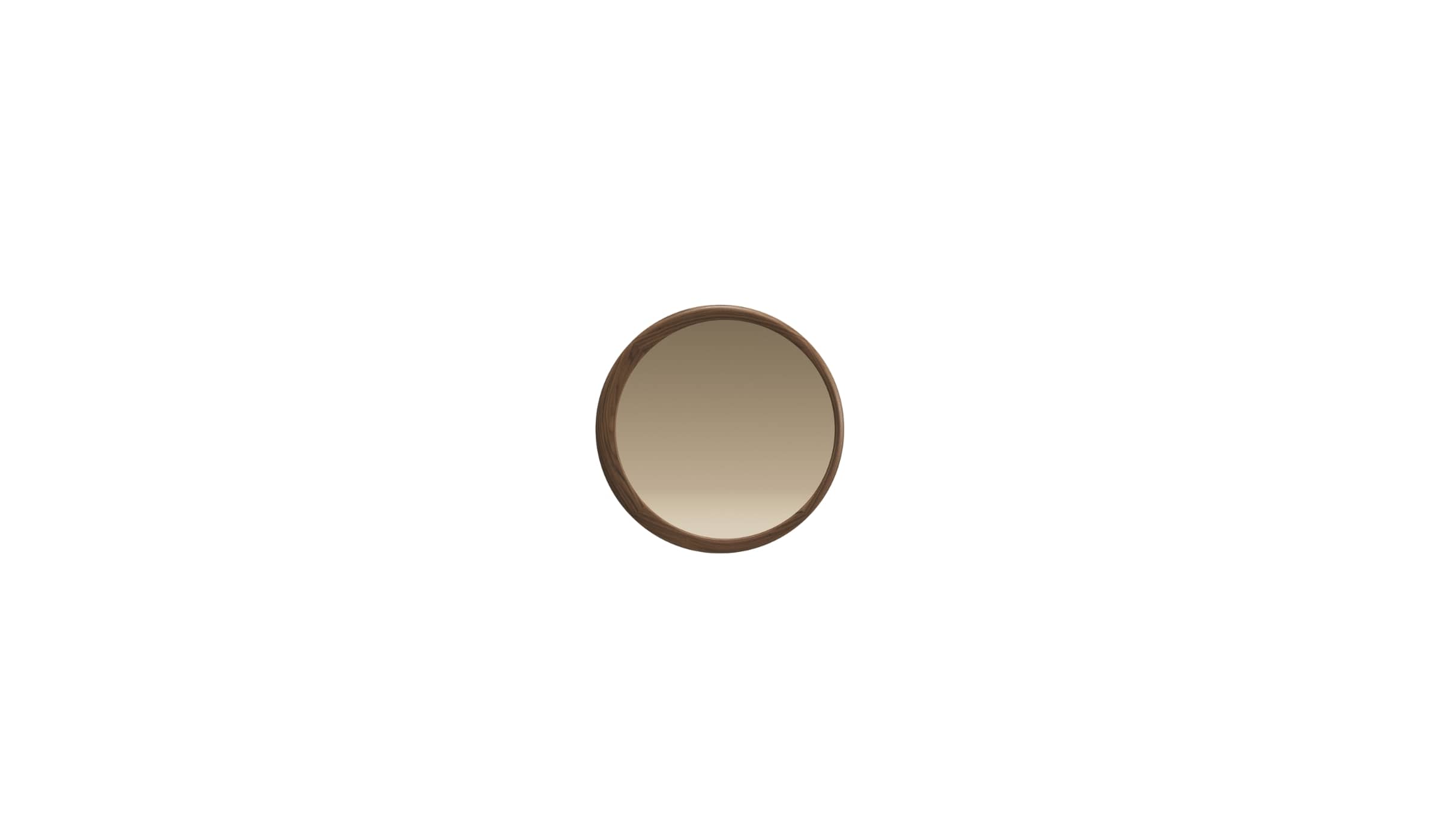 Luna M round mirror, in walnut