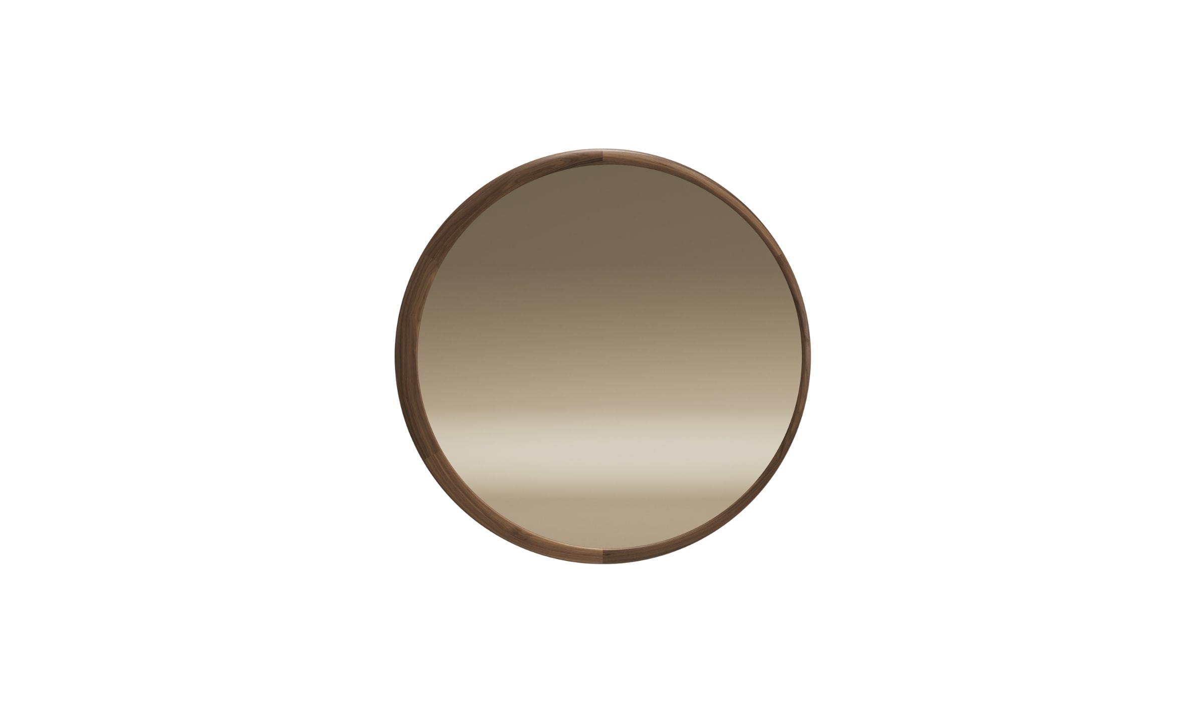 Large round mirror Luna XL, in walnut