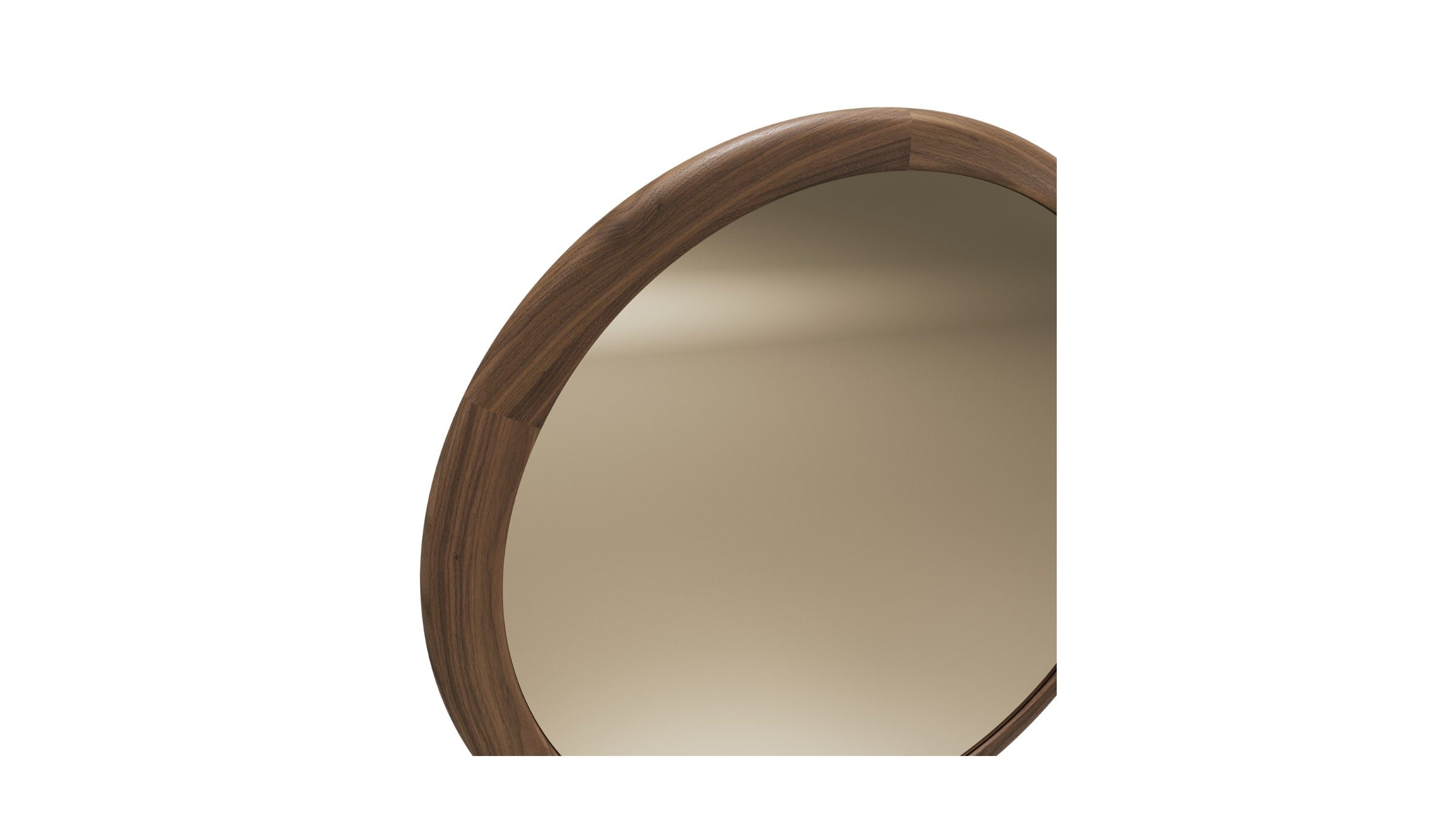 Large round mirror Luna XL, in walnut