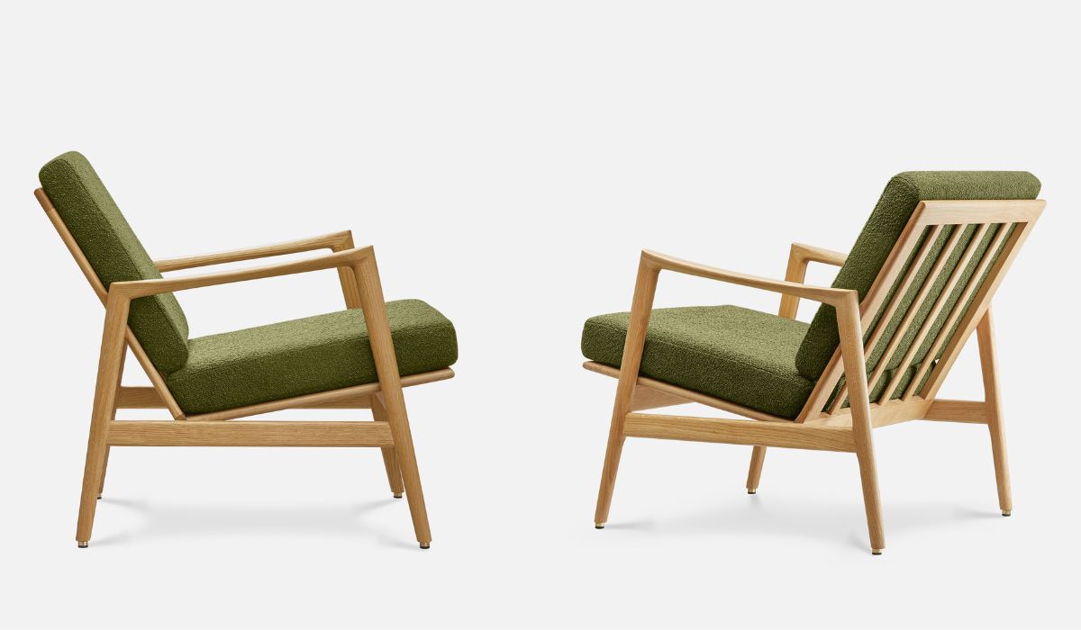 Stefan - Armchair, loop fabric, olive green