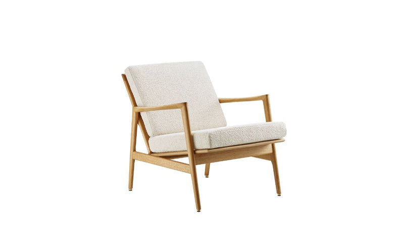 Stefan armchair, white bouclé fabric