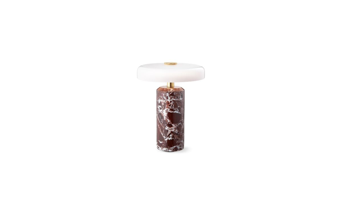 Trip - Portable lamp, Burgundy marble, shiny opal shade