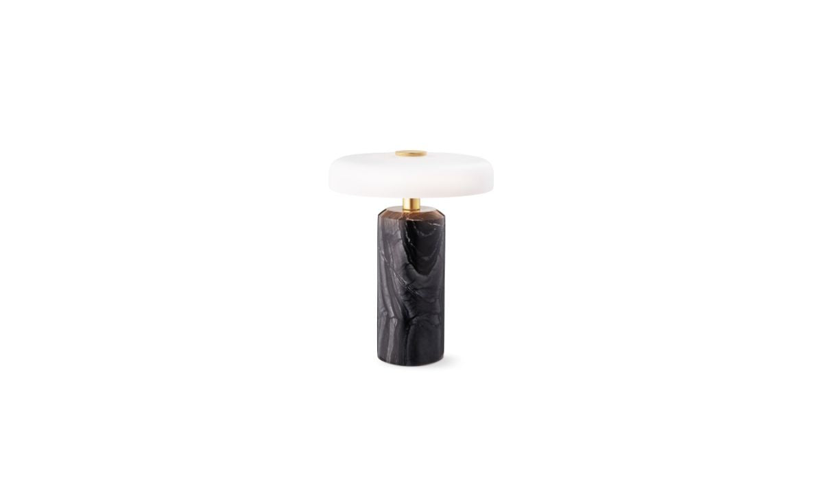 Trip - Portable lamp, Charcoal marble, Matte opal shade