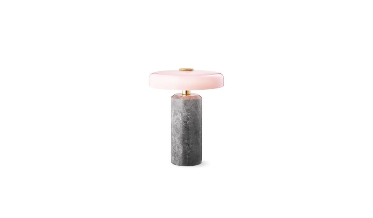 Trip - Portable lamp, Silver marble, Shiny pink tint