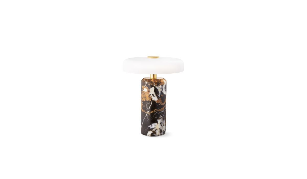 Trip - Portable lamp, Dark clay marble, Matte opal shade