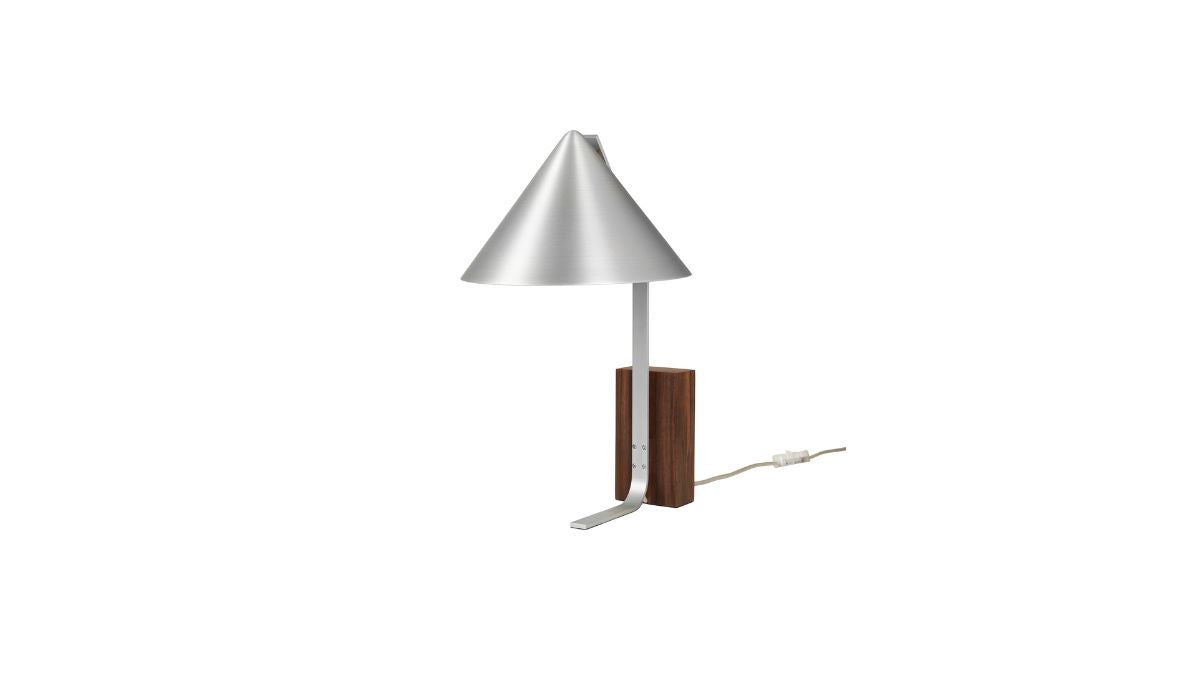 Lampe de table-Cone - Lampe de table minimaliste en aluminium et noyer--NOVINEA-KRISTINA DAM STUDIO