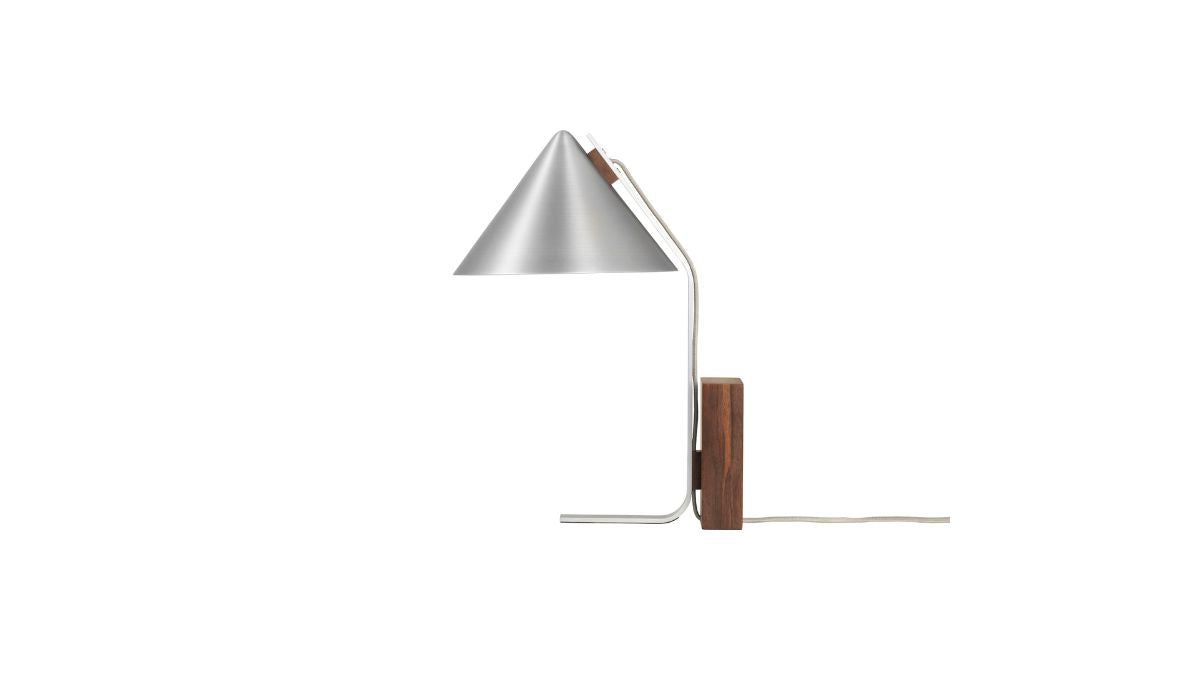 Lampe de table-Cone - Lampe de table minimaliste en aluminium et noyer--NOVINEA-KRISTINA DAM STUDIO