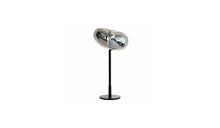 G111 - Lampe galet en verre chrome et pied noir mat - NOVINEA Lampe de table