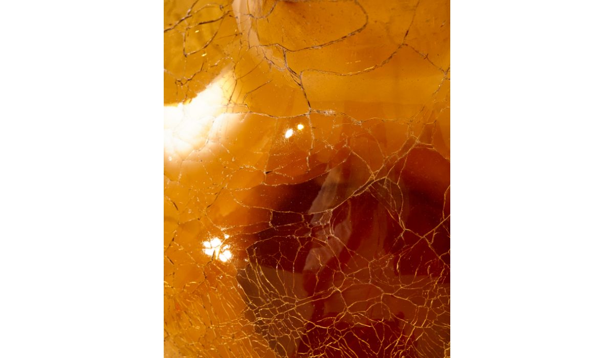 Vase-Crackled - Vase à corps boule en verre craquelé, L, jaune--NOVINEA-POLSPOTTEN
