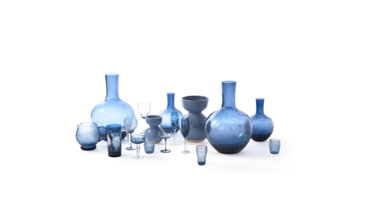 Vase-Crackled - Vase à corps boule en verre craquelé, S, bleu--NOVINEA-POLSPOTTEN