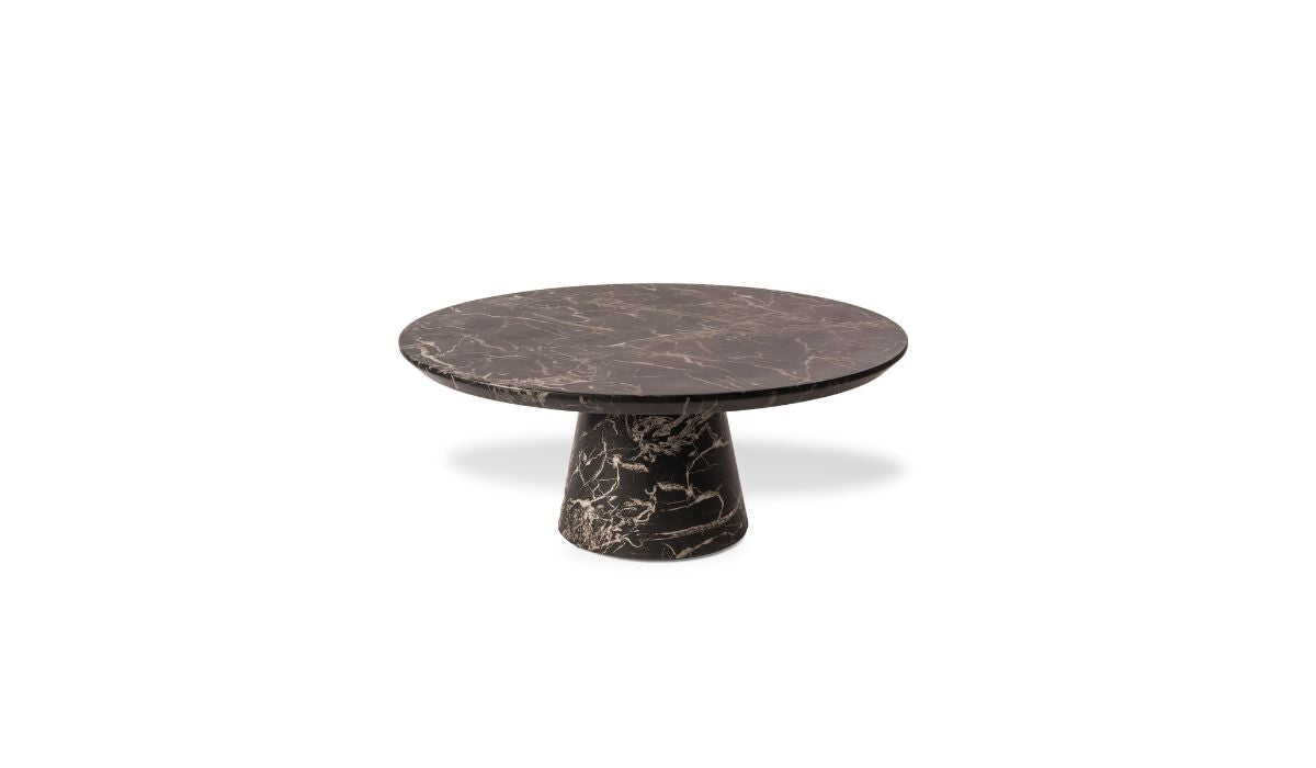 Table basse-Disc - Table basse circulaire, effet marbre, noir--NOVINEA-POLSPOTTEN