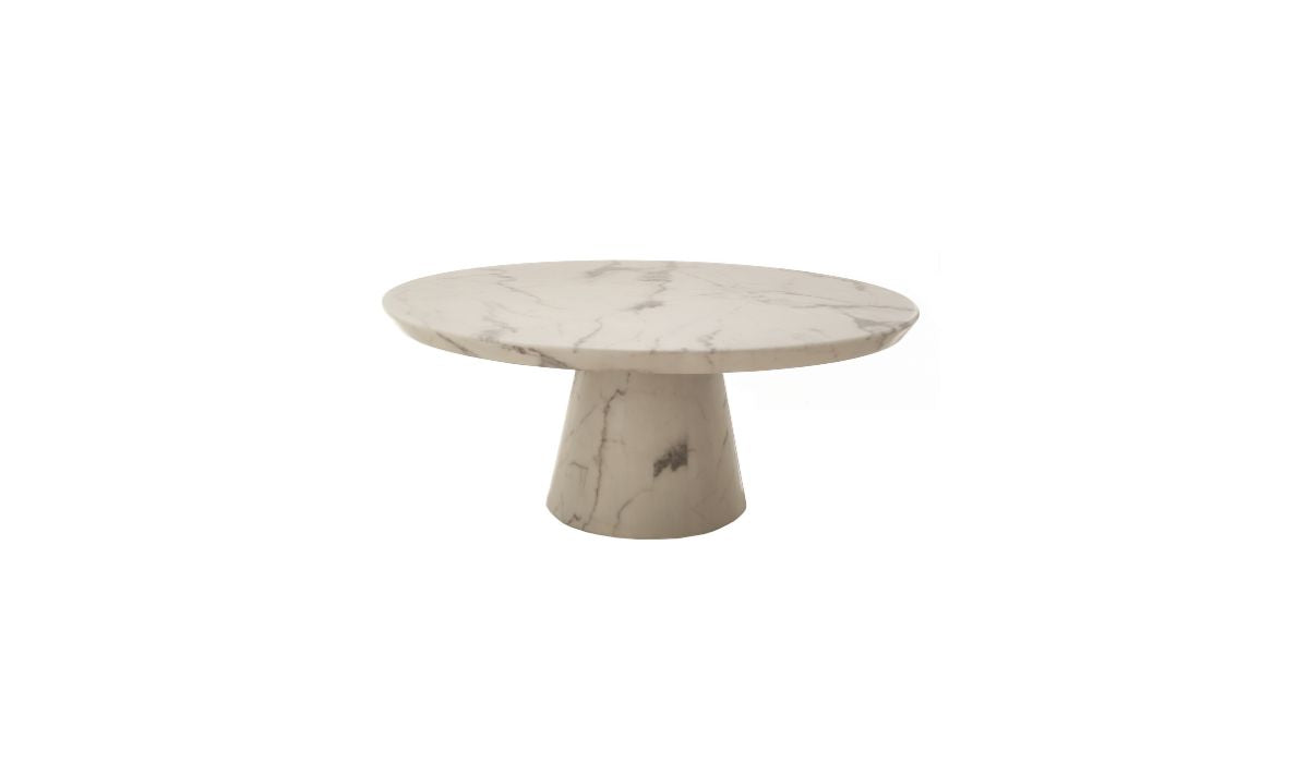 Table basse-Disc - Table basse circulaire, effet marbre, blanc--NOVINEA-POLSPOTTEN