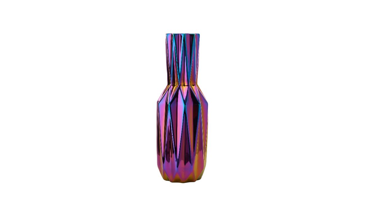 Oily Folds - Ceramic vase, L, mulitcolor