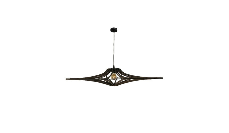 Contemporary Singing M pendant light, black stained wood, black elastic, black cotton &amp; metal finish