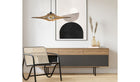 Contemporary Singing S pendant light, raw wood, black elastic, black cotton &amp; metal finish