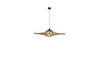 Contemporary Singing S pendant light, raw wood, black elastic, black cotton &amp; metal finish