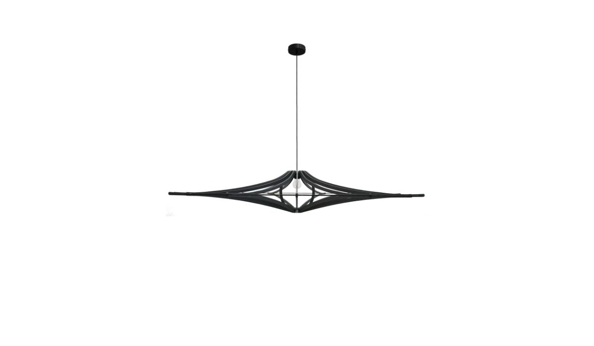 Singing - Pendant light, XL ø160, black, black elastic, cable covered in black cotton, metal rosette