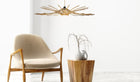 Large Sunny pendant light in raw wood, linen and wood finish