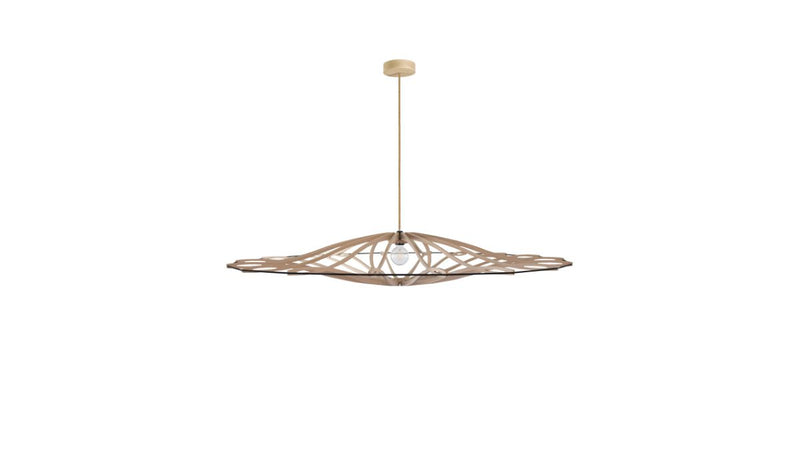 Suspension grand format Twist M en bois brut et finition lin & bois