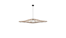 Large format Twist M pendant light in raw wood and black cotton &amp; metal finish