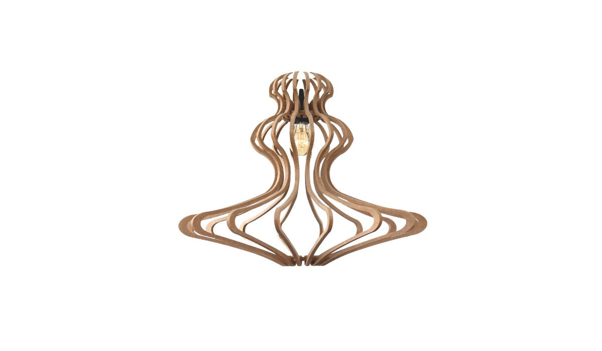 Woman - Pendant light, M ø55cm, raw, linen covered cable, wooden rosette