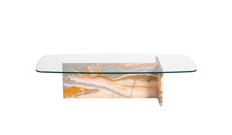 Table basse Songe d'Olympe en onyx et verre