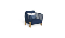 Wood - Living armchair, Accoya wood base and blue fabric