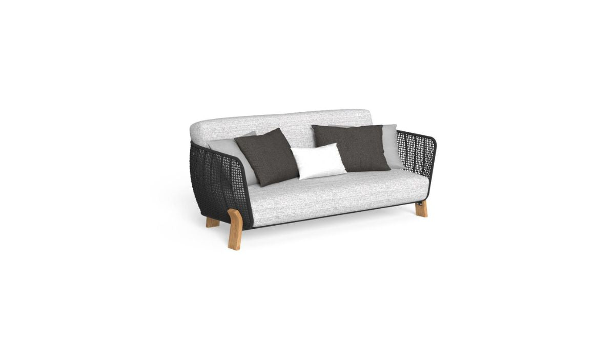 Love Seat - Sofa, natural Accoya wood base and mambo pearl fabric