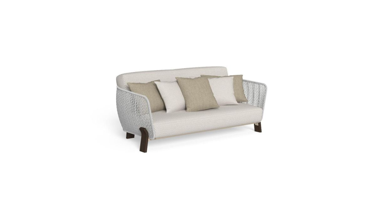 Love Seat - Sofa, Accoya wood base and beige fabric