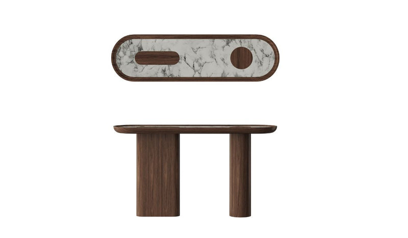 Console-Creta - Console, noyer brillant, plateau en marbre--NOVINEA-ULTRA MOBILI