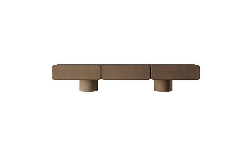 Marte - Contemporary bronze lacquered metal effect low sideboard, 3 drawers 