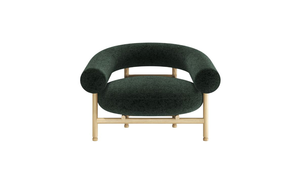 Loop - Natural oak frame armchair, Loop Loop fabric, green 