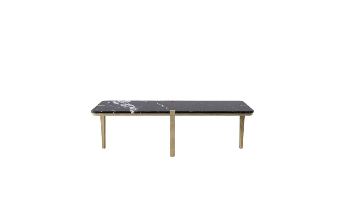 Table basse-Corner - Table basse rectangulaire, plateau en marbre Nero Marquina, pieds en chêne--NOVINEA-WEWOOD