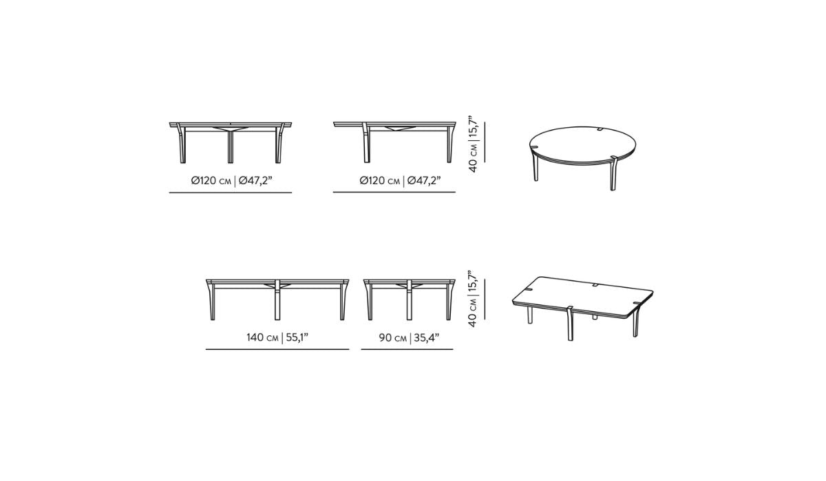 Table basse-Corner - Table basse ronde, plateau en marbre Emperador, pieds en chêne--NOVINEA-WEWOOD