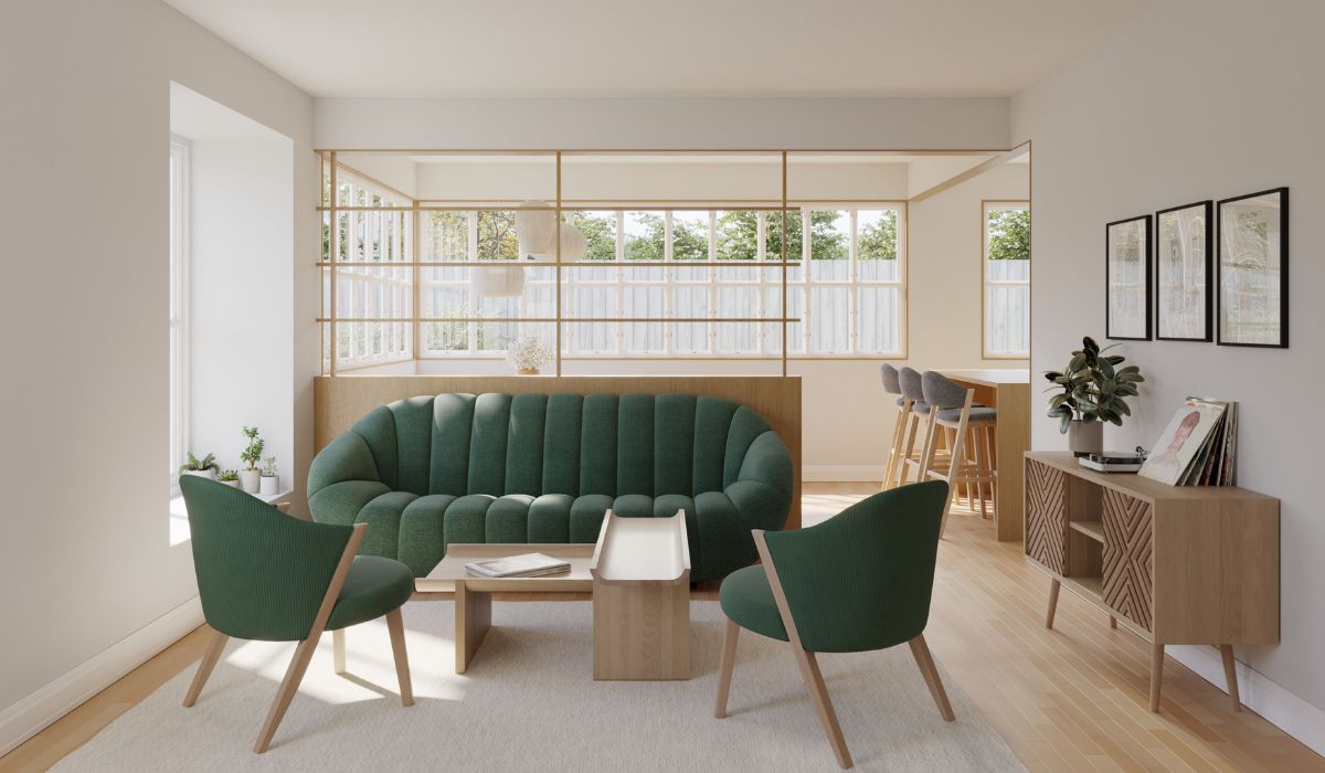 Rabelo - 3-seater sofa, green fabric
