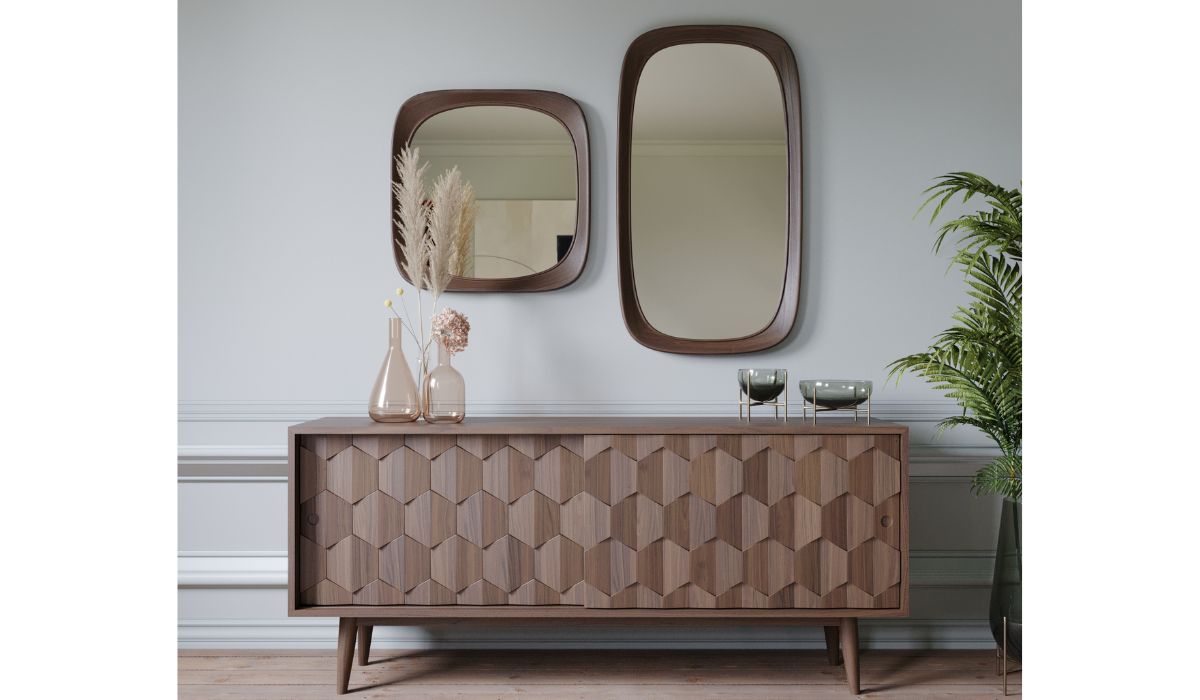 Sixty's - S mirror, walnut frame, bronze mirror