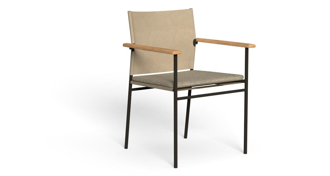 Chaise outdoor-Allure - Chaise outdoor-Moka - Teck naturel - Ivoire cuir écologique-NOVINEA-TALENTI