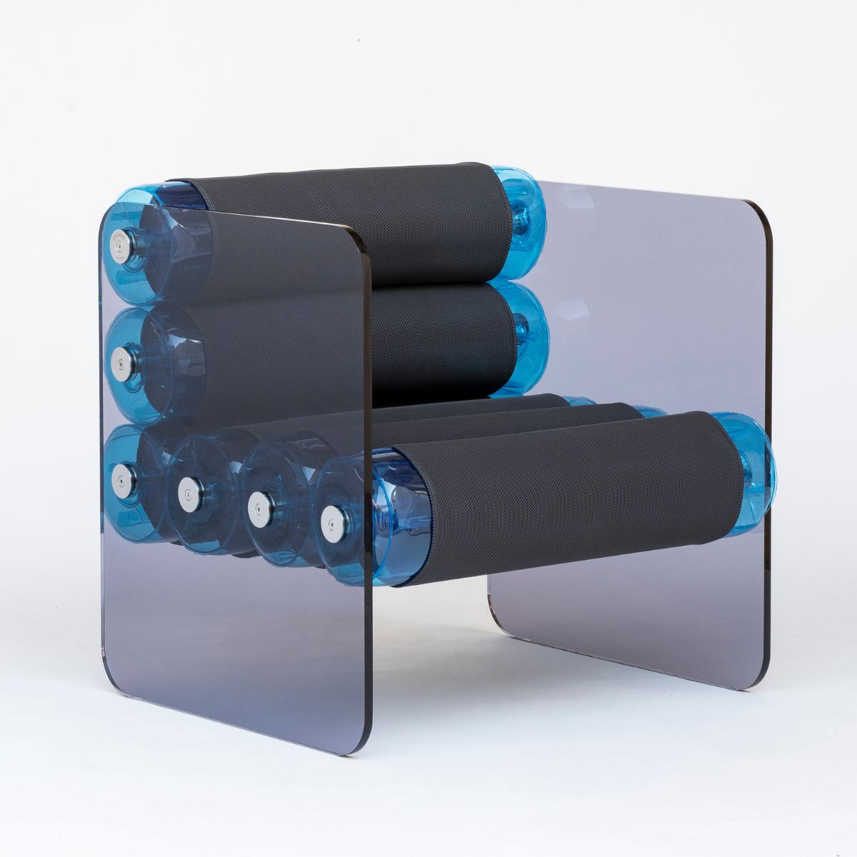 MW01 - Armchair with PMMA structure, blue and black