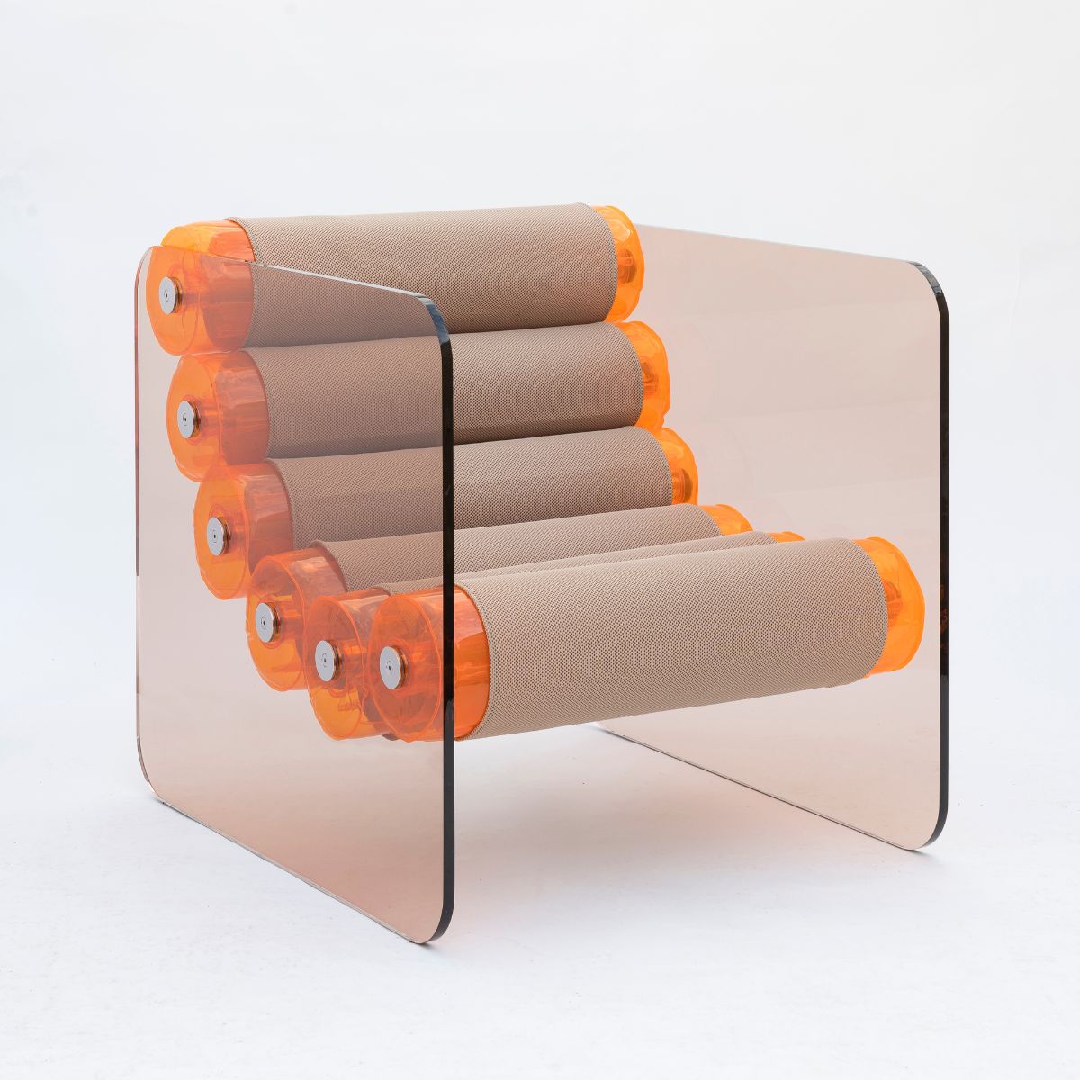 MW02 - Armchair with PMMA structure, orange and beige