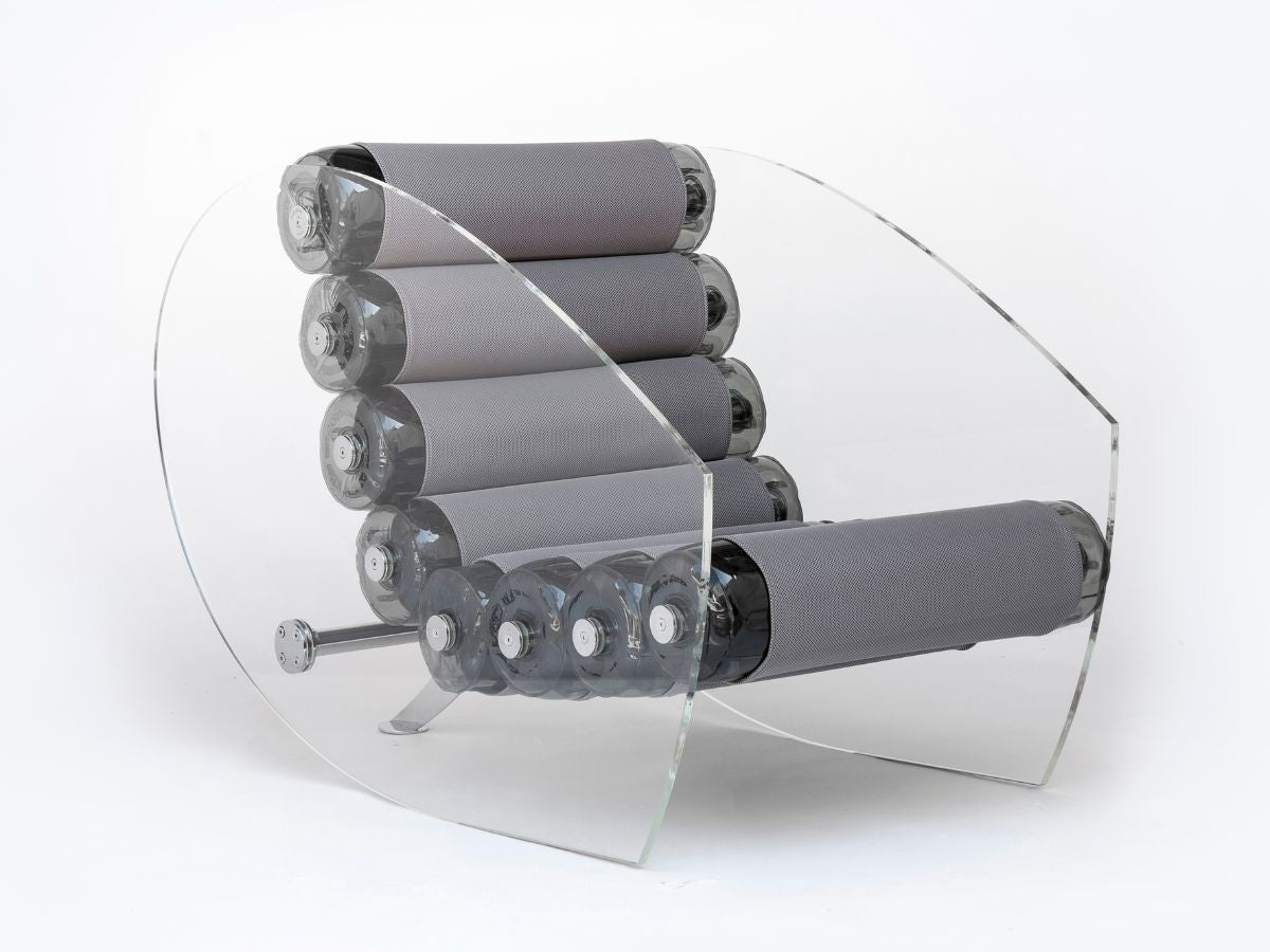 MW05 - Armchair with glass structure, transparent and black