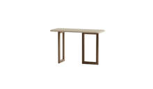 Console design italien Olimpia, en cuir et noyer