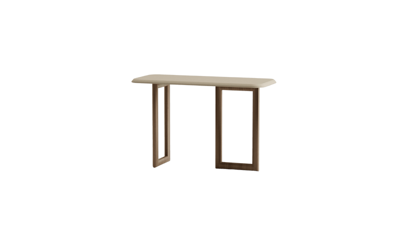 Olimpia Italian design console, in leather and walnut 