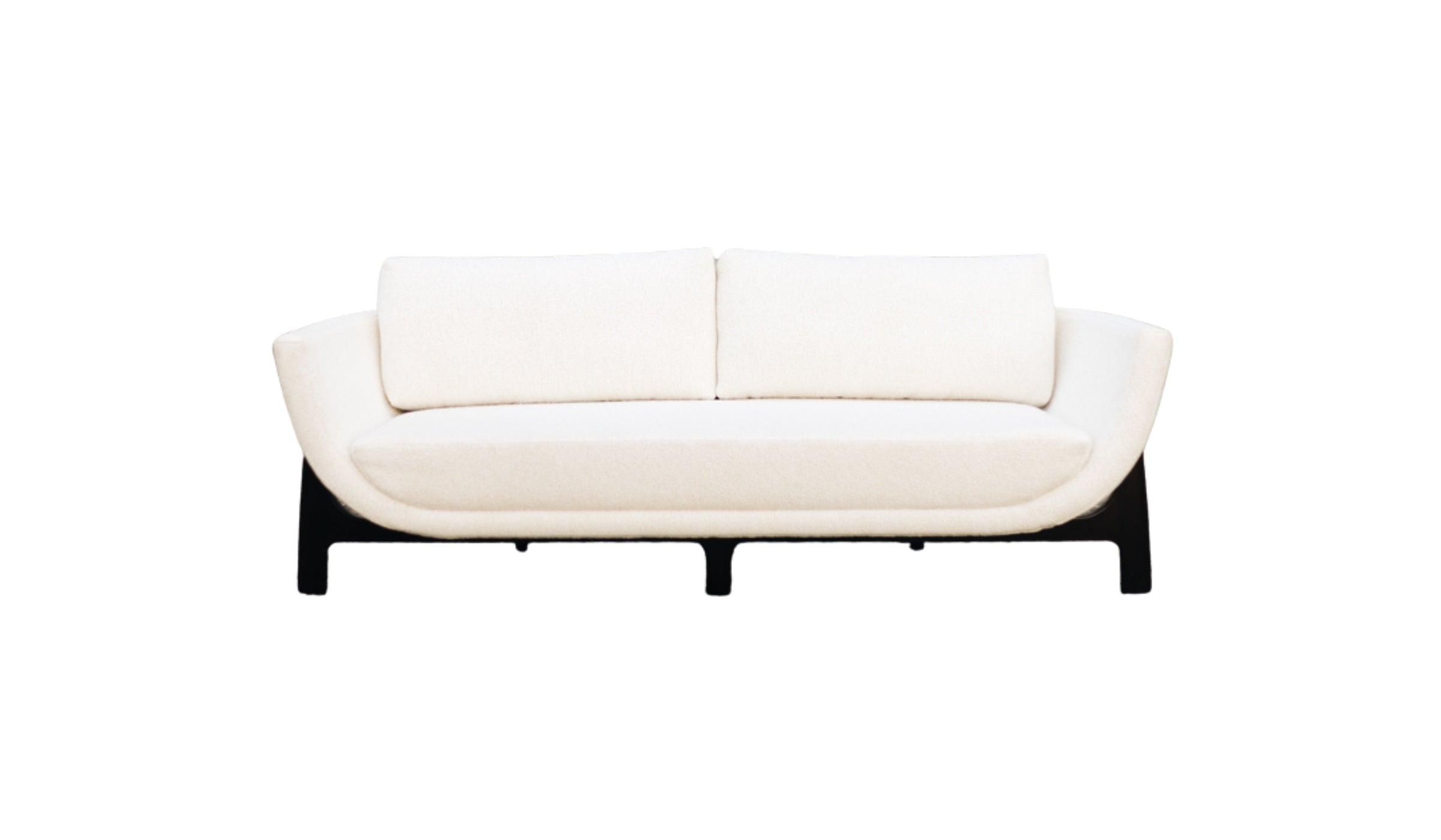 Oscar Wood - Sofa in exceptional meringue fabric and mahogany wood
