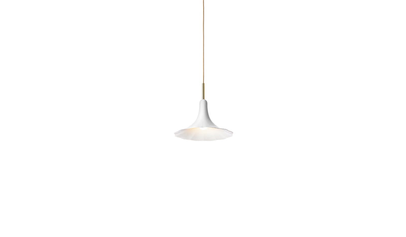 Petalii 1 Small - Polished brass pendant light, white metal lampshade