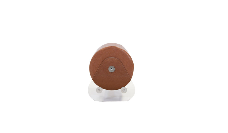 Kuumo minimalist pouf, transparent PMMA and brown vegan leather