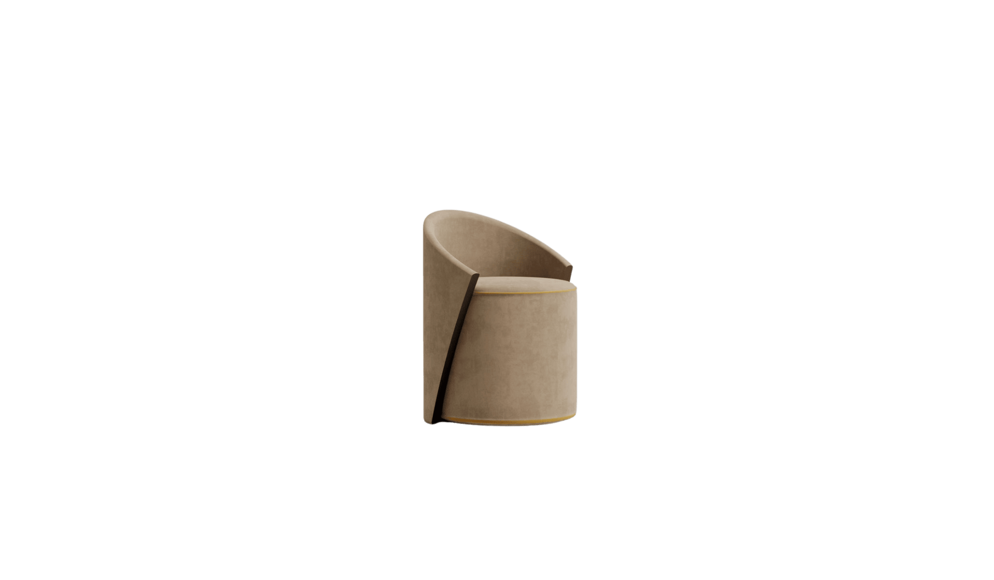 Latona artisanal pouf, in wood and alcantara 