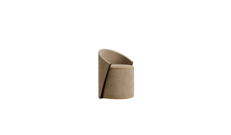 Pouf artisanal Latona, en bois et alcantara