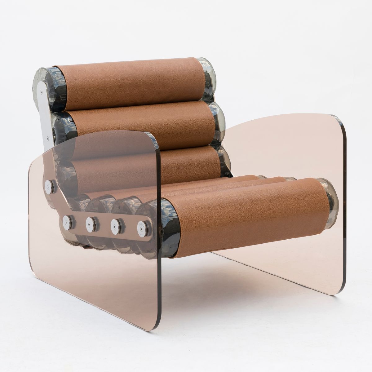 MW03 - Armchair with PMMA structure, transparent and brown
